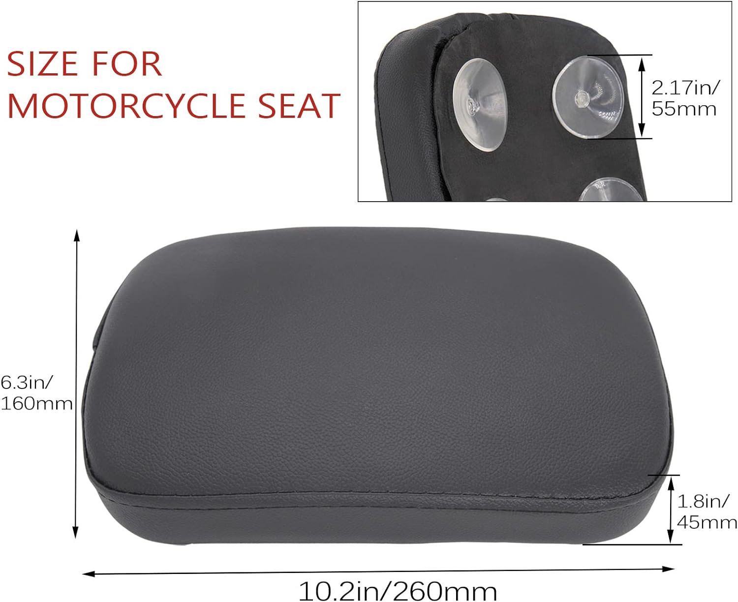 Suction Cup Motorcycle Seat Rectangular Pillion Passenger Pad Seat OF Motorcycle 6 Suction Cup Rear Passenger Seat For Harley Sportster XL883, XL1200 Cruiser Chopper Custom