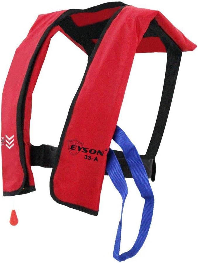 Top Safety Adult Life Jacket with Whistle - Manual Version Inflatable Lifejacket Life Vest Preserver PFD for Boating Fishing Sailing Kayaking Surfing Paddling Swimming - Adjustable Life Saving Vest