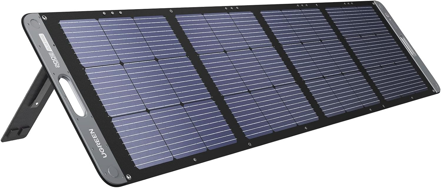 UGREEN 200W Portable Solar Panel for PowerRoam Power Station - 200 Watt Foldable Solar Panel Charger with Adjustable Kickstand for RV, Camping, Outdoors, Blackouts, and More