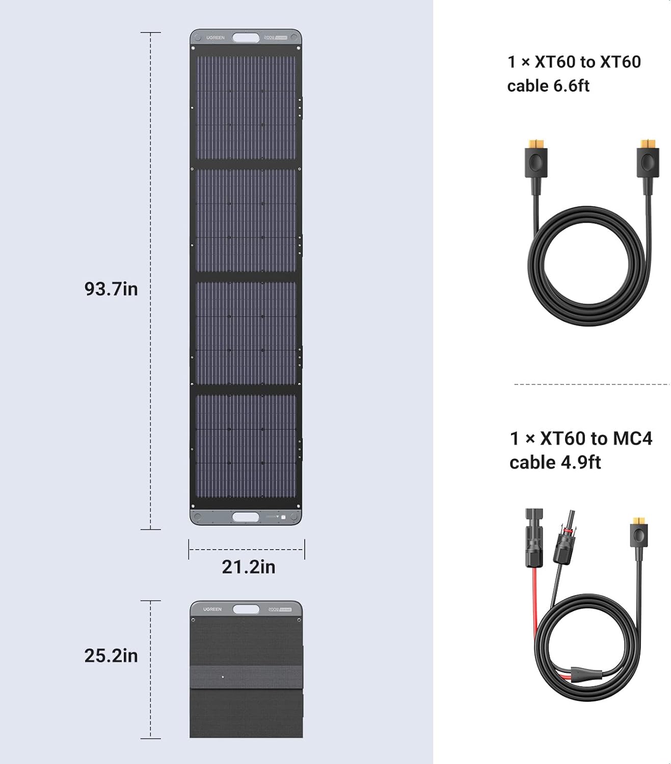 UGREEN 200W Portable Solar Panel for PowerRoam Power Station - 200 Watt Foldable Solar Panel Charger with Adjustable Kickstand for RV, Camping, Outdoors, Blackouts, and More