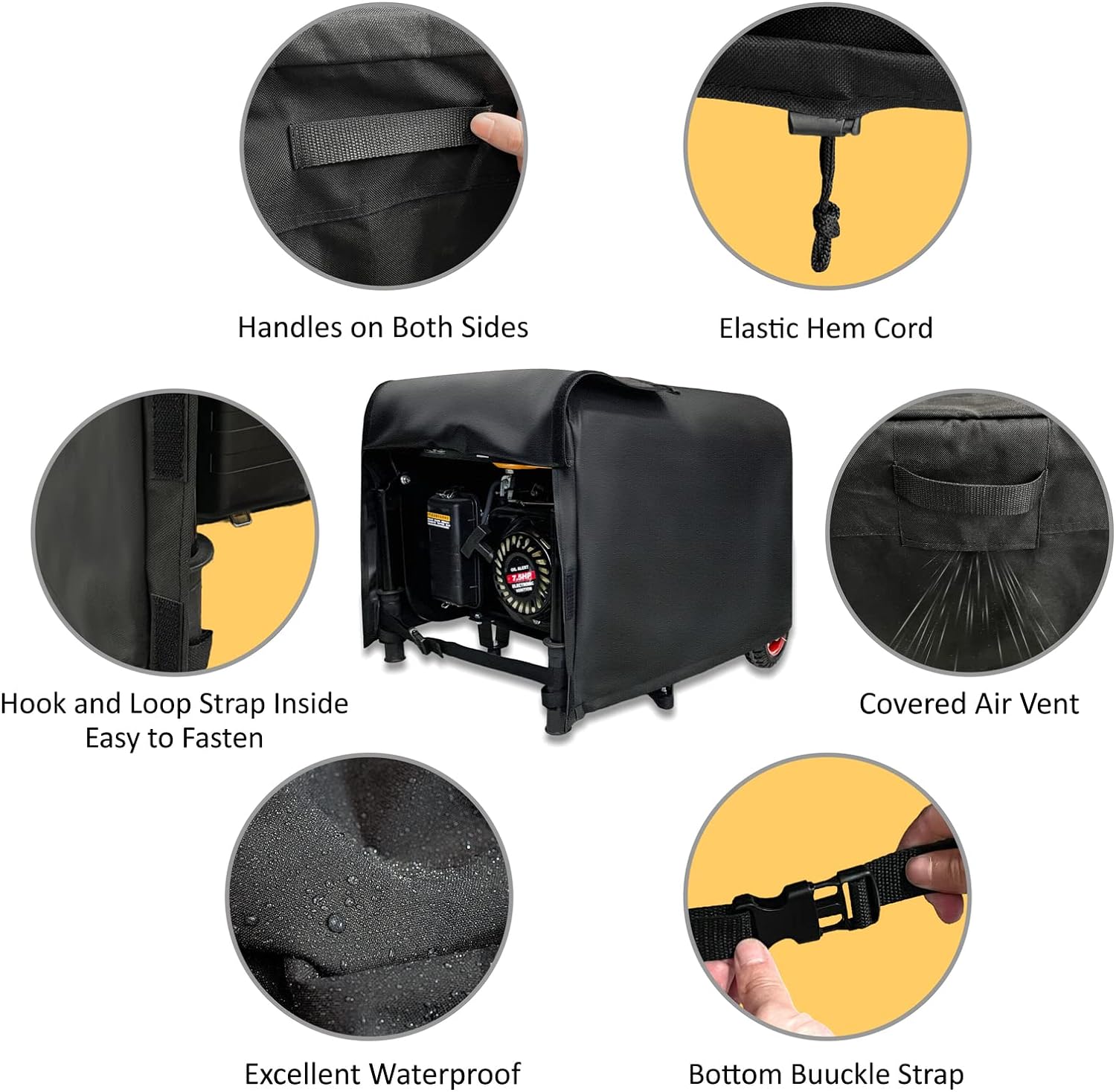 Waterproof Generator Cover 24 Inch - Heavy Duty 600D Polyester Generator Covers for Universal Portable Generators 3500-4500 Watt, Weather/UV Protection Ourdoor Generator Cover（24×18×20 in）