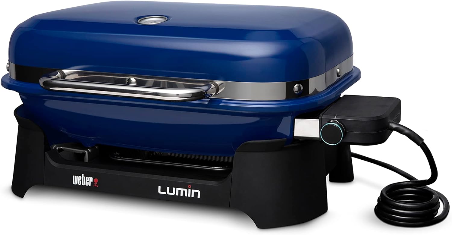 Weber Lumin Compact Outdoor Electric Barbecue Grill, Black - Great Small Spaces such as Patios, Balconies, and Decks, Portable and Convenient