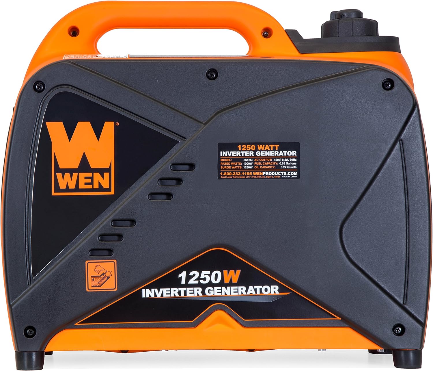 WEN 56125i Super Quiet 1250-Watt Portable Inverter Generator, CARB Compliant