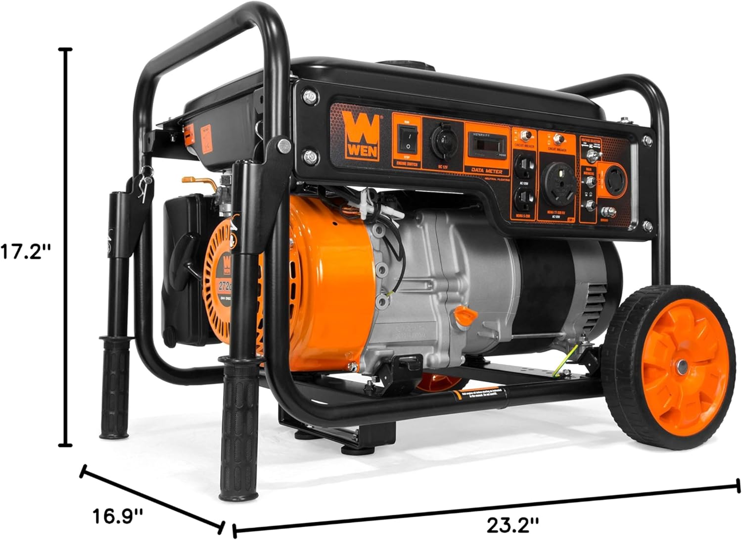 WEN 6000-Watt 120V/240V Generator, RV-Ready with Portable Wheel Kit (GN6000), Black