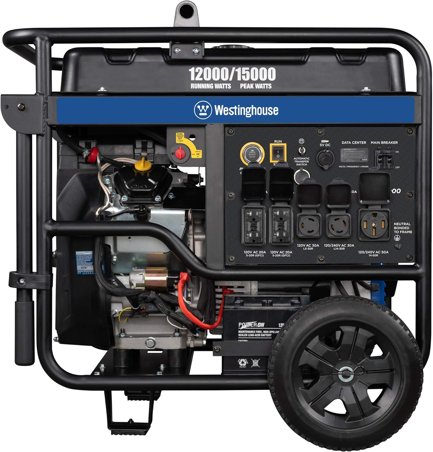 Westinghouse Outdoor Power Equipment 12500 Peak Watt Dual Fuel Home Backup Portable Generator, Remote Electric Start, Transfer Switch Ready, Gas and Propane Powered, CARB Compliant