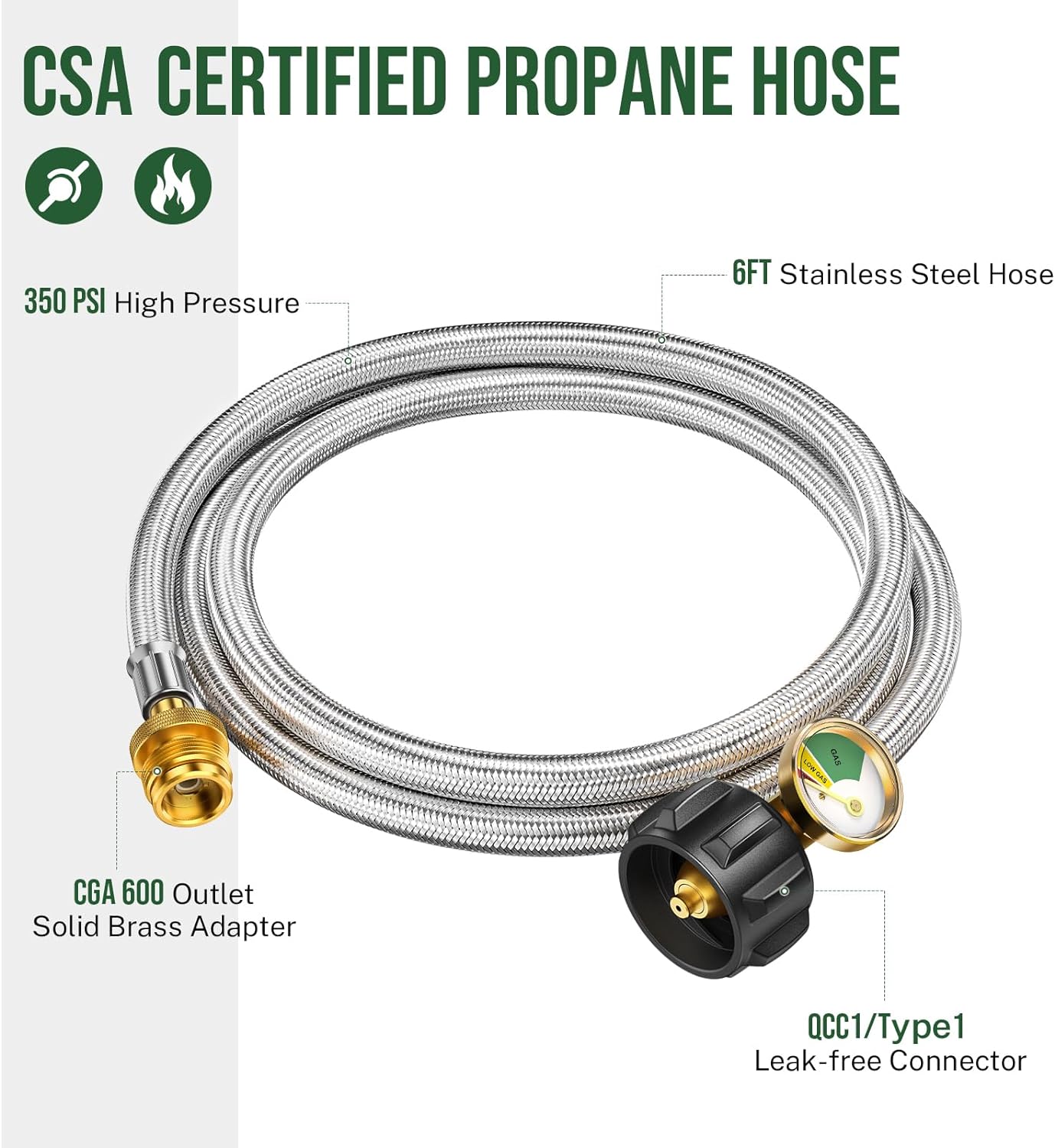 Alloxity 5FT Propane Hose Adapter 1lb to 20lb, Propane Adapter Hose, Propane Tank Hose Fit for Mr Buddy Heater/Black Stone Griddle/Coleman Stove/Webber Q Grill Propane Hoses