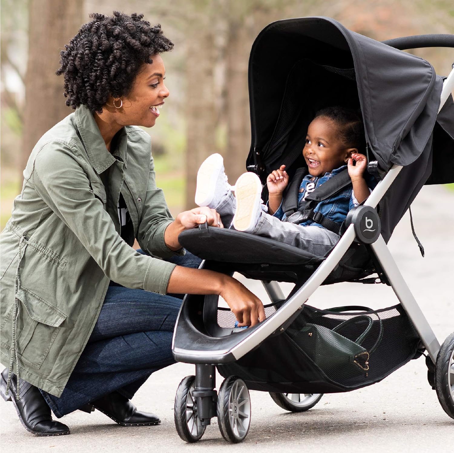 Britax B-Lively Double Stroller, Raven - Quick Self Standing Fold, Adjustable Handlebar, All Wheel Suspension