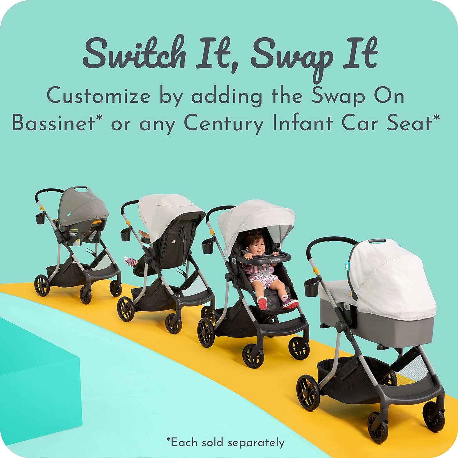 Century Swap On Modular Stroller, Berry