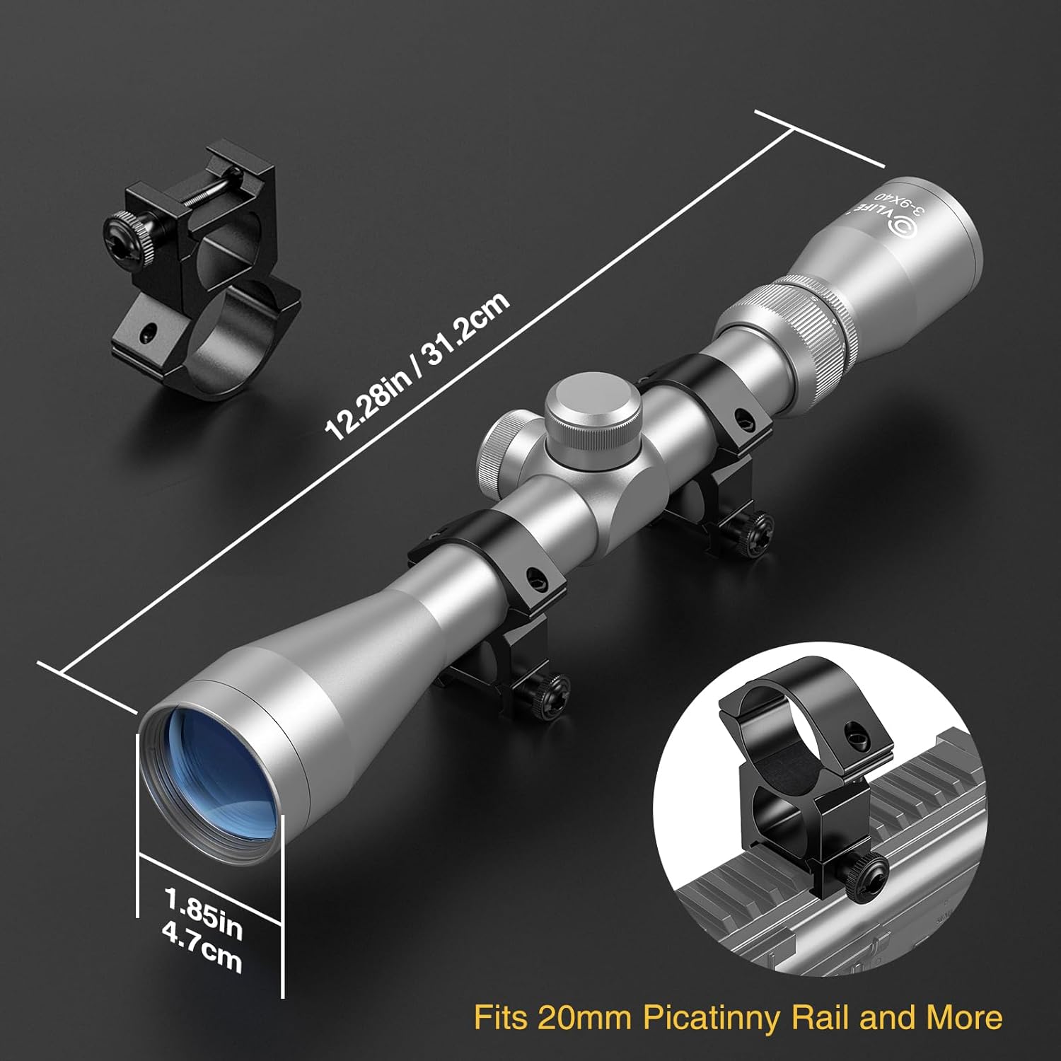 CVLIFE 3-9x40 Optics R4 Reticle Crosshair Scope with Free Mounts