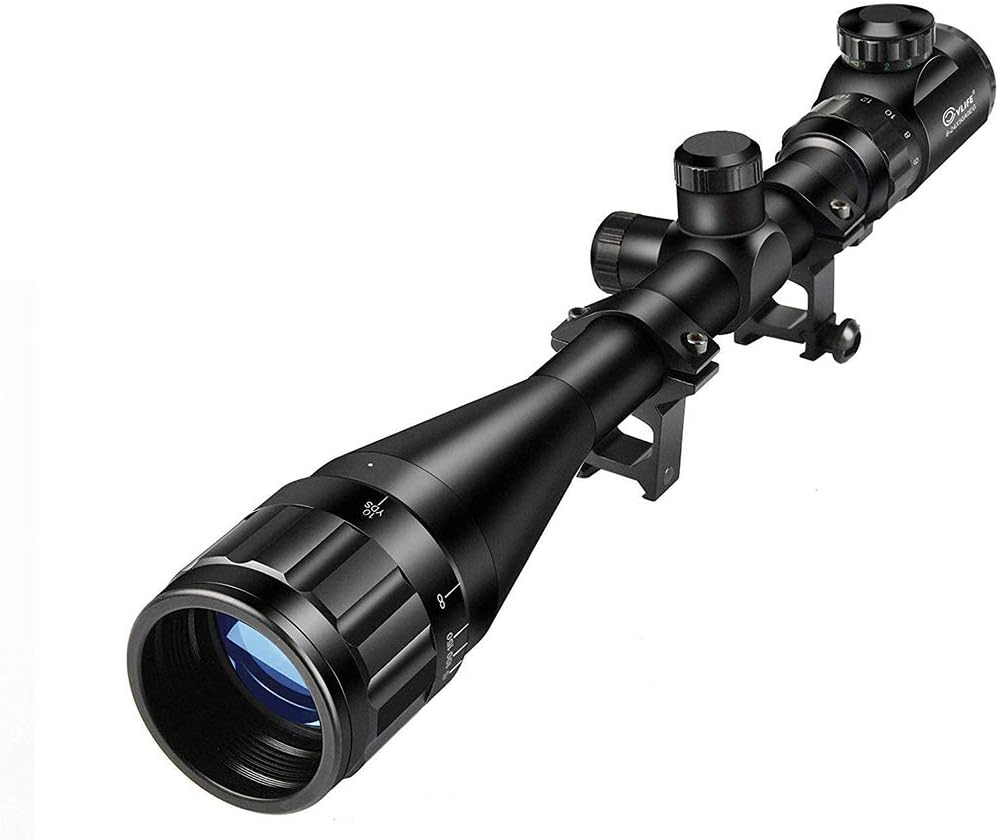 CVLIFE Hunting Rifle Scope 6-24x50 AOE Red and Green Illuminated Gun Scope with Free Mount