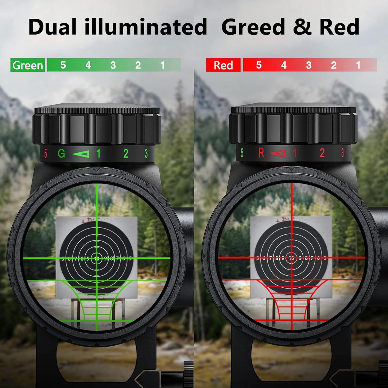 CVLIFE Hunting Rifle Scope 6-24x50 AOE Red and Green Illuminated Gun Scope with Free Mount