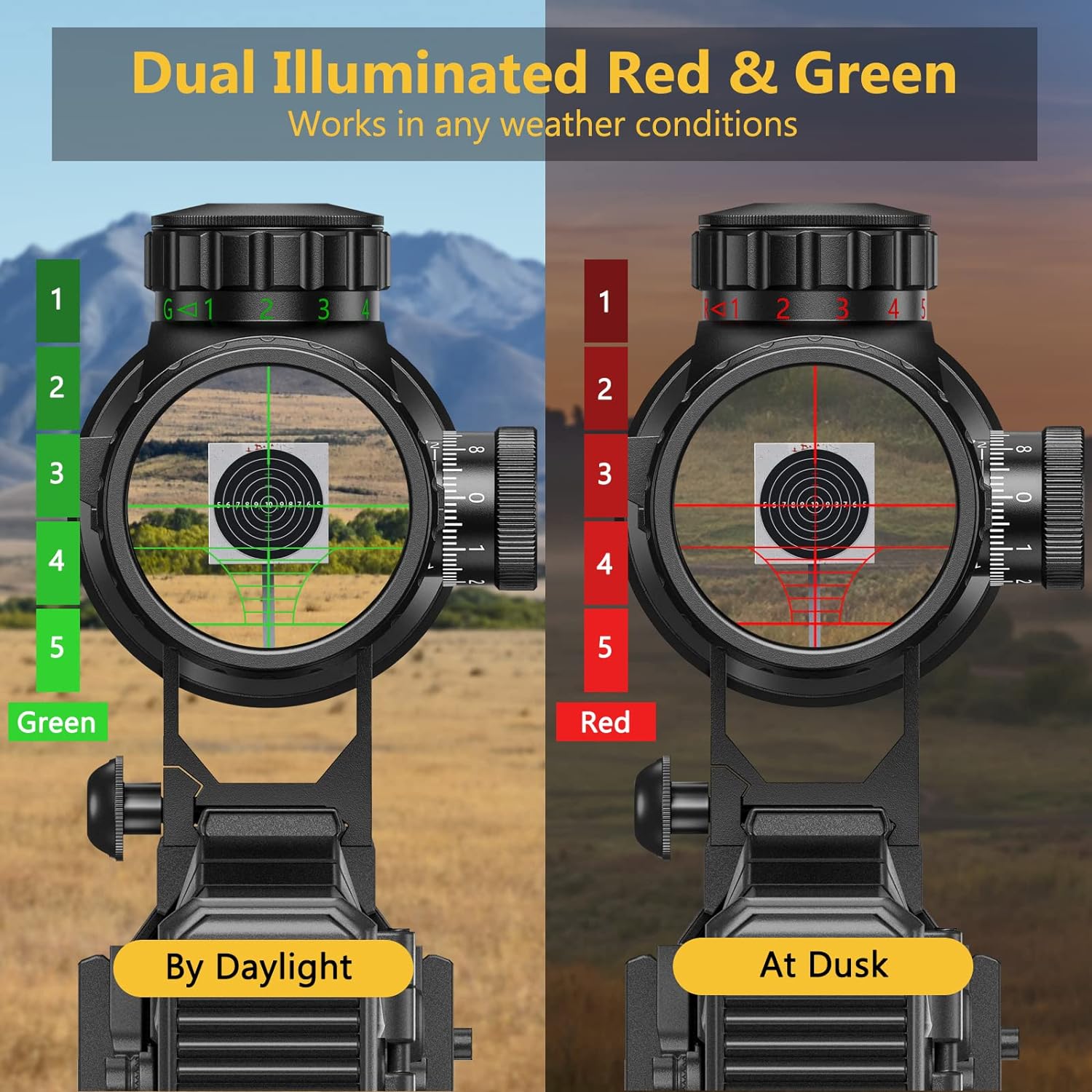 CVLIFE Hunting Rifle Scope 6-24x50 AOE Red and Green Illuminated Gun Scope with Free Mount