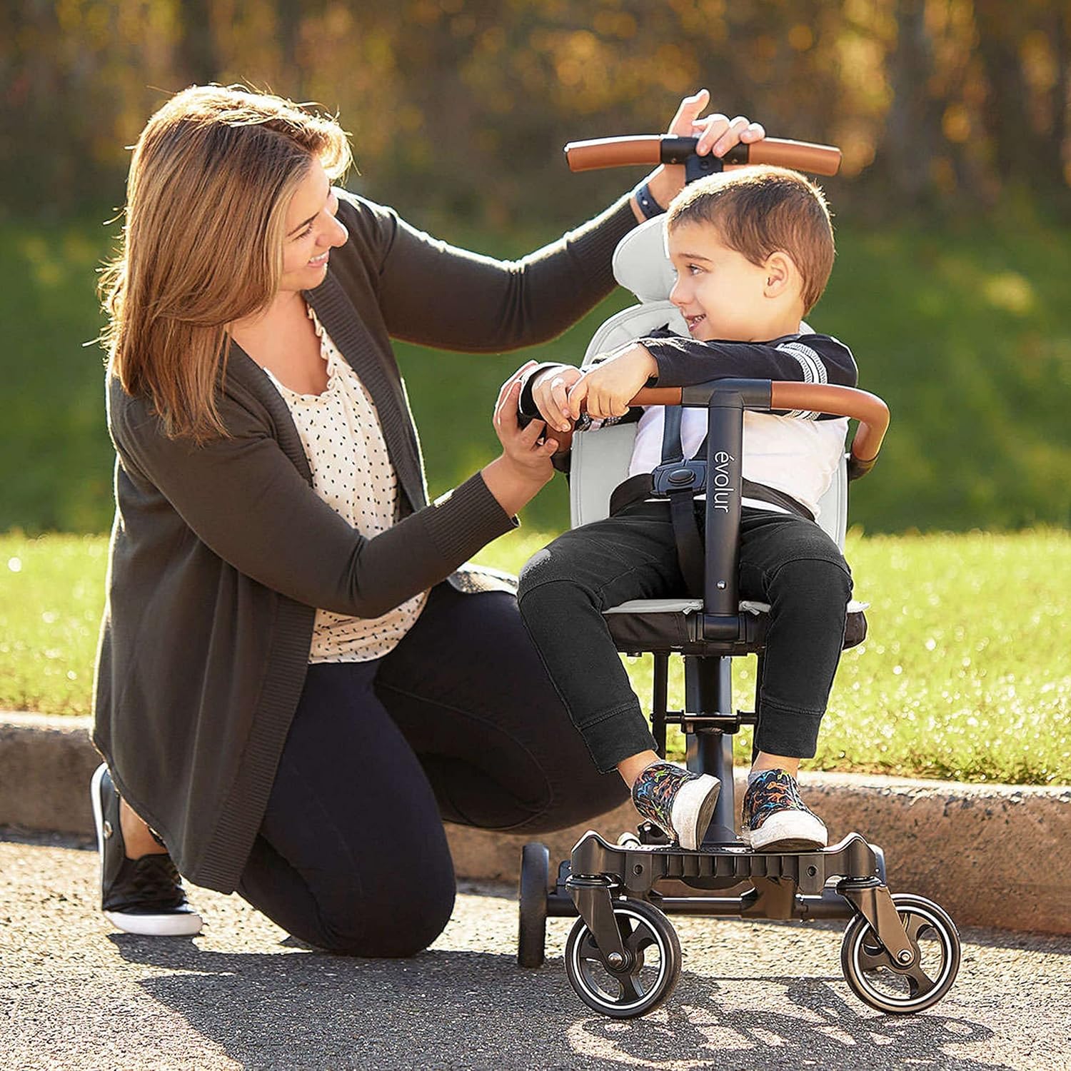 Evolur Cruise Rider Stroller with Canopy, Lightweight Umbrella Stroller with Compact Fold, Easy to Carry Travel Stroller - Noir Black