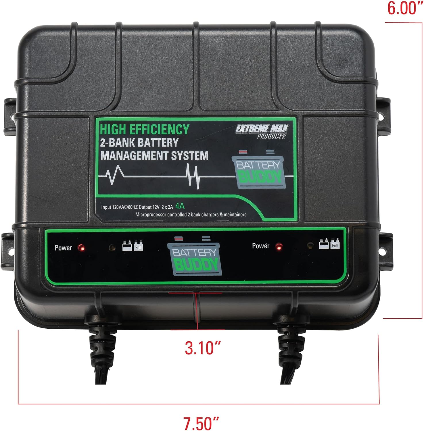 Extreme Max 1229.4023 Battery Buddy 4-Bank Battery Charger/Maintainer