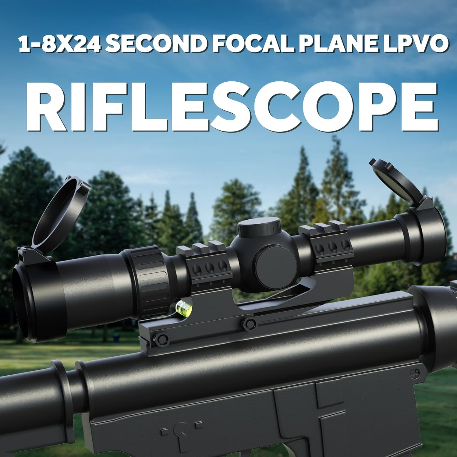 FHYRGF 1-8x24 Rifle Scope SFP Tactical Optics LPVO, Illuminated Reticle Hunting Scope with Cantilever Mount