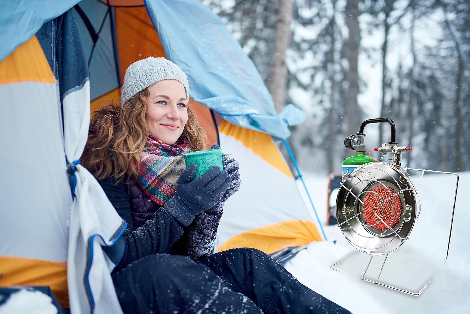 Flame King FK-AD010CGA Multi-Use Portable Propane Heater/Cooker 15,000 BTU for Camping, Ice Fishing, and Backpacking Trips, Silver