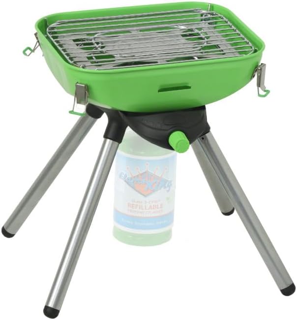 Flame King YSNVT-301 Multi-Function Portable Propane BBQ Grill Camp Stove, 8000 BTU 9.5 x 12 Inch Cooking Surface, Light Green/Black