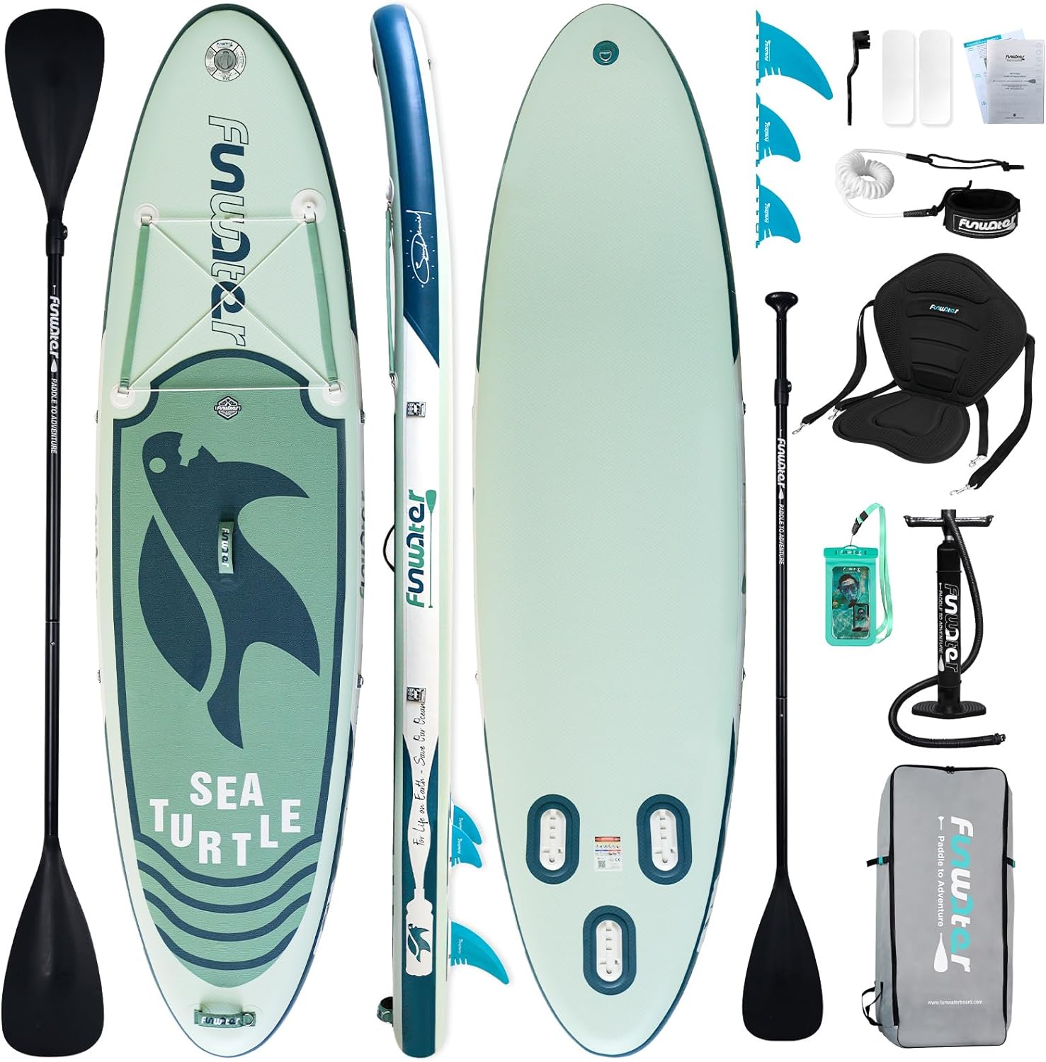 FunWater Inflatable Paddle Boards Stand Up Paddleboard Wide Stable with Premium SUP Paddle Board Accessories Non-Slip Deck Ultra-Light ISUP for Adult  Youth