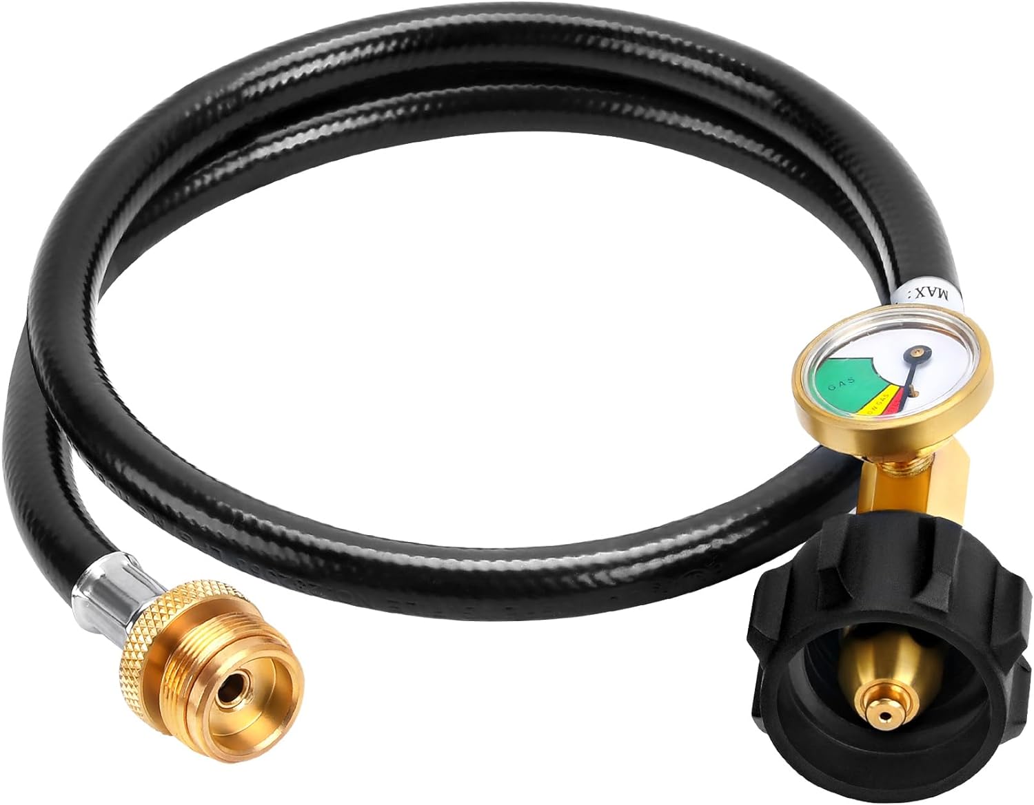 GasSaf 8FT Propane Hose Propane Adapter Hose 1lb to 20lb Connection, Propane Tank Hose and Gauge Fit for Mr Heater Buddy, Weber Q Grills, Coleman Stoves, Blackstone Tabletop Griddles  More