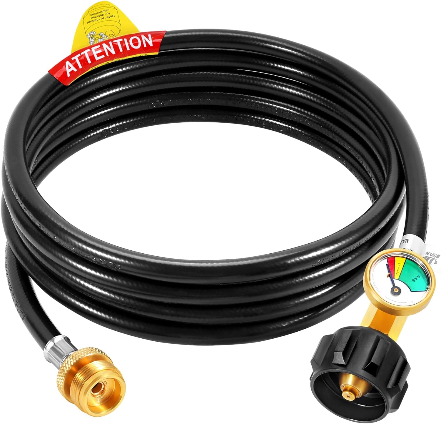 GasSaf 8FT Propane Hose Propane Adapter Hose 1lb to 20lb Connection, Propane Tank Hose and Gauge Fit for Mr Heater Buddy, Weber Q Grills, Coleman Stoves, Blackstone Tabletop Griddles  More