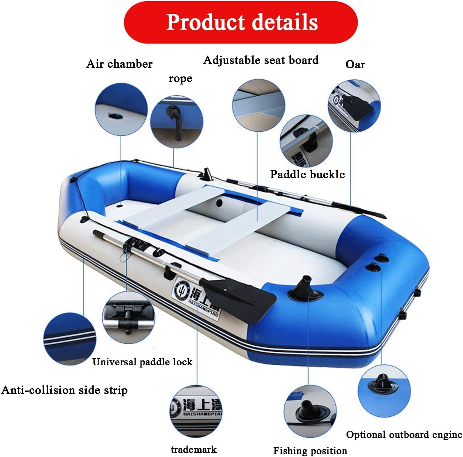 Inflatable Boat Suit, Inflatable Kayak, Catamaran,PVC Double-Layer Thick Folding Wear-Resistant Fishing Boat Kayak Adult Fishing-