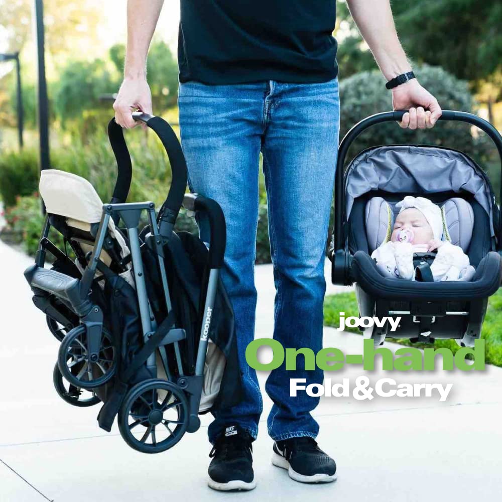 Joovy Kooper Lightweight Baby Stroller Featuring Removable, Swing-Open Tray, Big Wheels, Reclining Seat with Footrest, Extra-Large Retractable Canopy, and Compact Fold (Paprika)