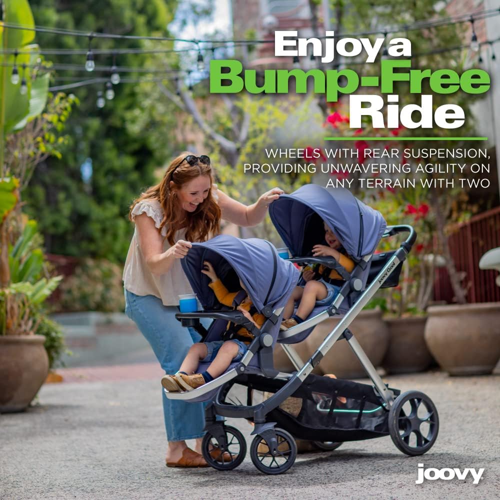 Joovy New Qool Double Stroller, Customizable Modular Stroller, Jet