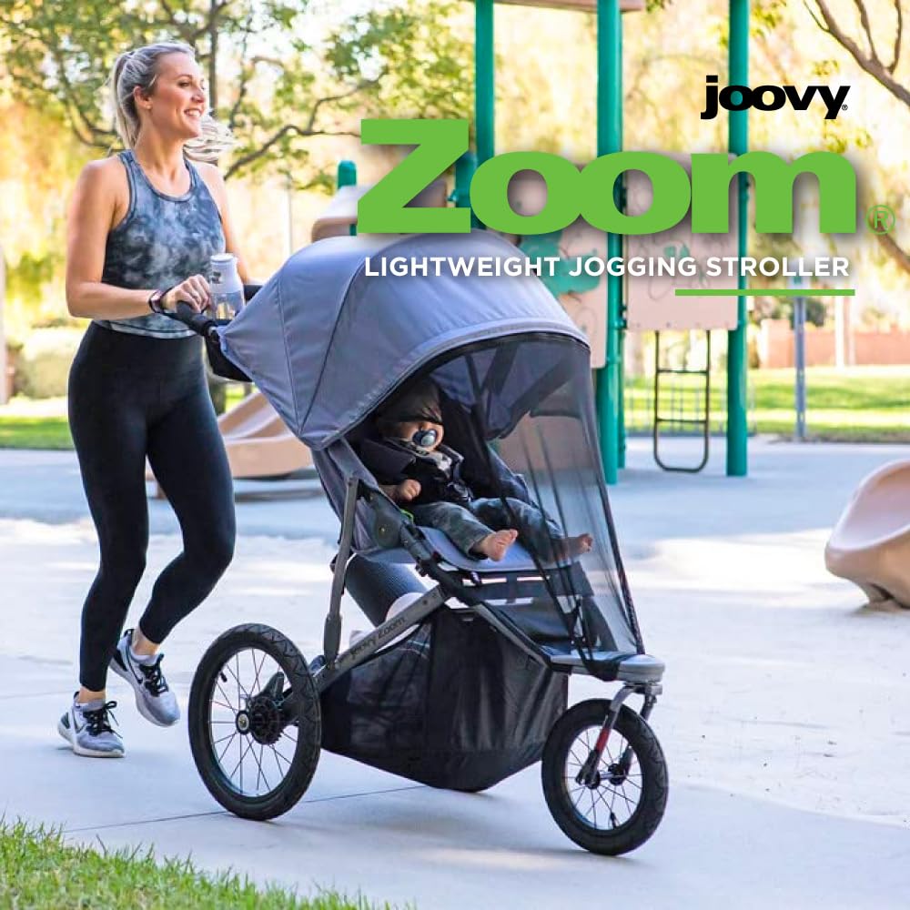 Joovy Zoom Lightweight Jogging Stroller Featuring High Child Seat, Shock-Absorbing Suspension, Extra-Large Air-Filled Tires, Parent Organizer, One-Handed Fold, and Easy One-Hand Fold, Slate