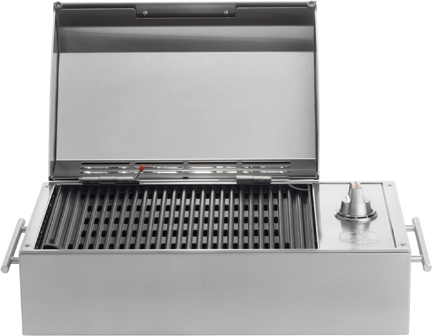 Kenyon B70200 City Grill, Portable Grill, Stainless Steel, Single Burner, Knob Control, Faceted Lid, UL Approved For Use Indoors And Outdoors, Flame-Free, 120V