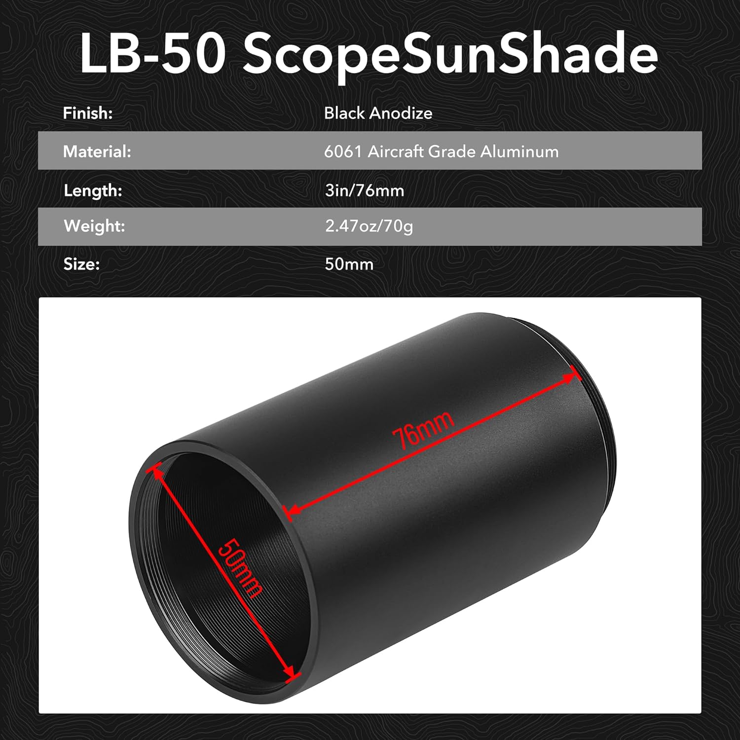 LEBO Optics Light Rifle Scope Sunshade, Low-Reflective Surface Treatment, 6061 Aluminum Alloy