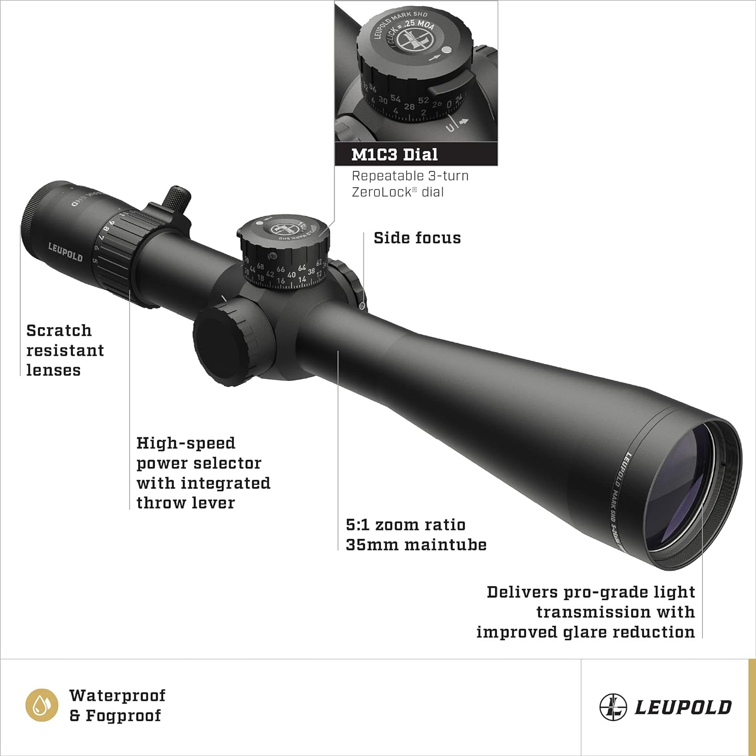 Leupold Mark 5HD 5-25x56mm M1C3 FFP Riflescope