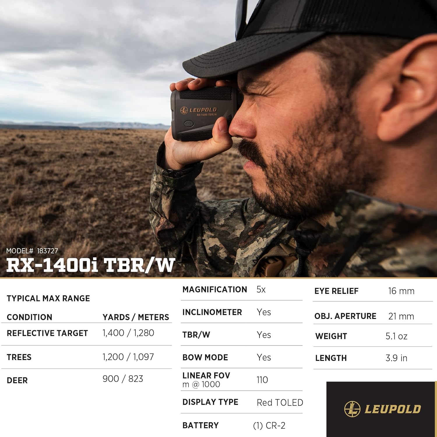 Leupold RX-1400I TBR/W Gen 2 w/Flightpath Rangefinder, Black/Gray