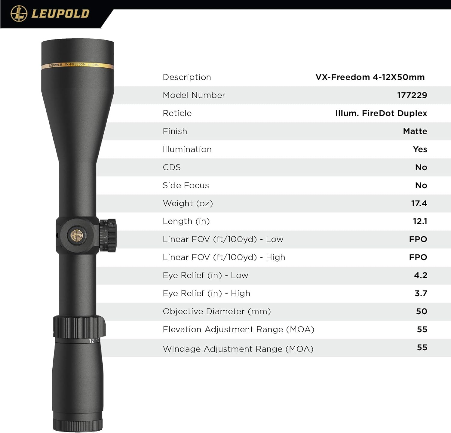 Leupold VX-Freedom 4-12x50mm Riflescope