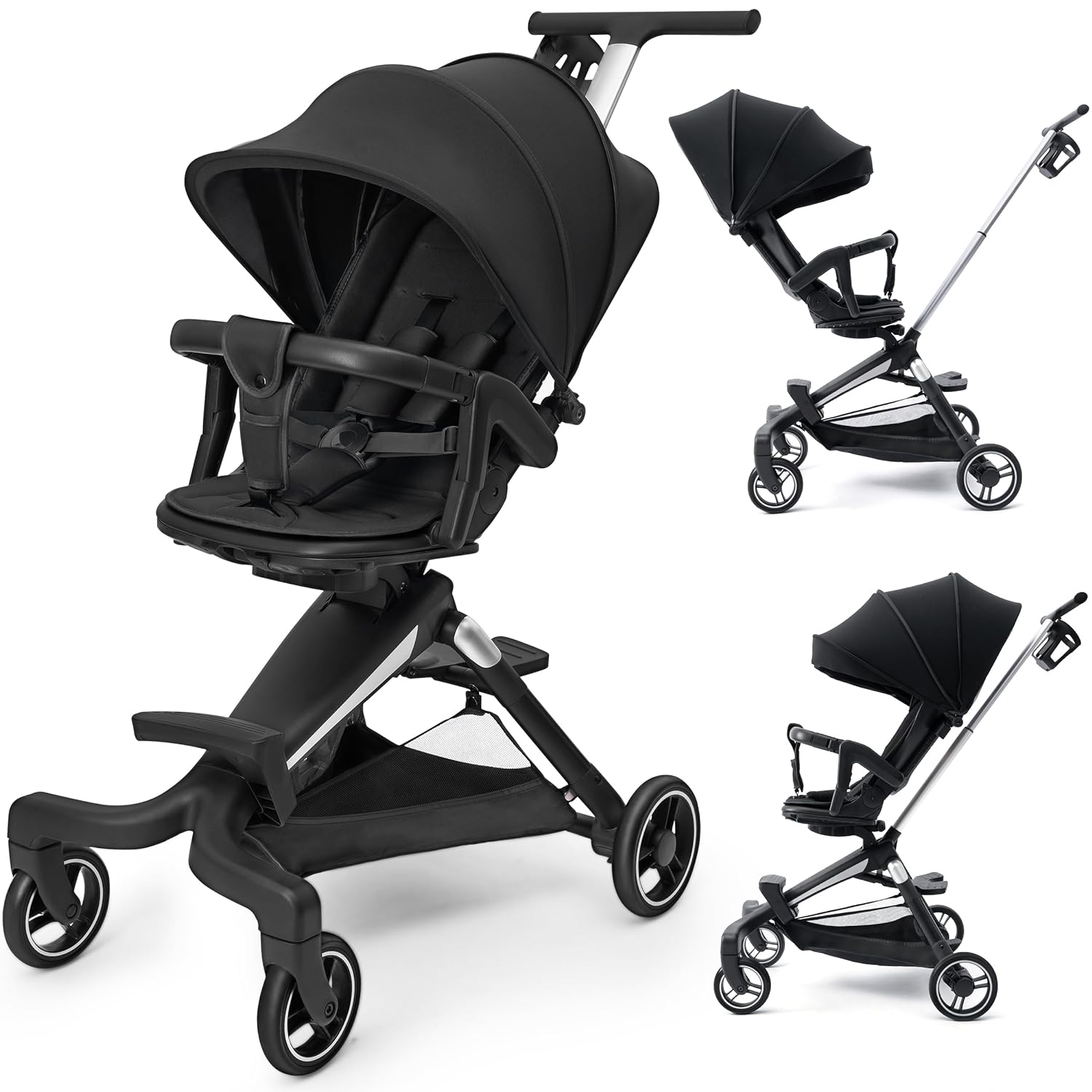 Lightweight Stroller, Convenience Stroller with 360 Degree Rotational Seat, Baby Toddler Stroller for Travel, Multi Position Recline, Ultra Compact Fold  Airplane Ready Travel Stroller