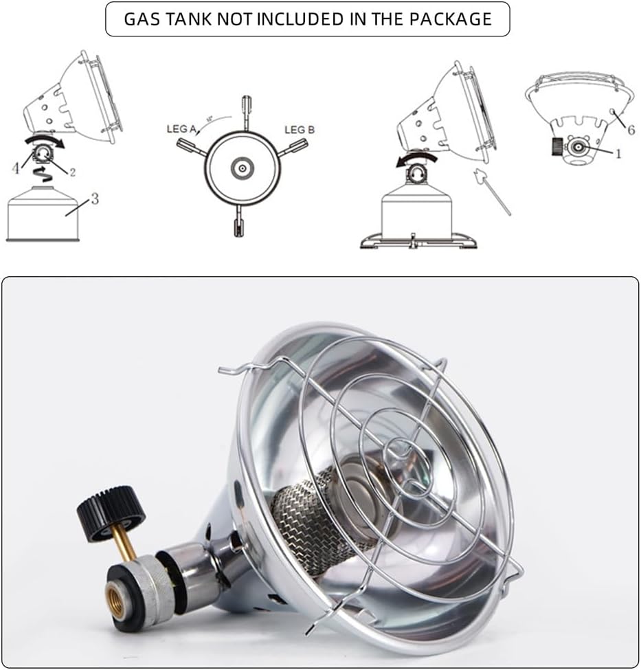 Lixada Portable Camping Gas Heater with Control Valve Gas Tank Holder Rapid Heating Energy Heater Camping Heater Stove (heater, base, adapter and storage bag)