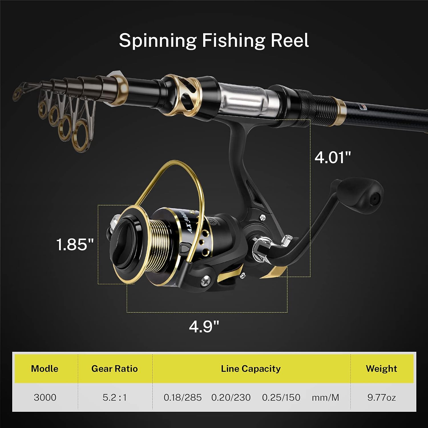 Magreel Telescopic Fishing Rod and Spinning Reel Combo Set with Fishing Line, Fishing Lures Kit  Accessories and Carrier Bag for Saltwater Freshwater