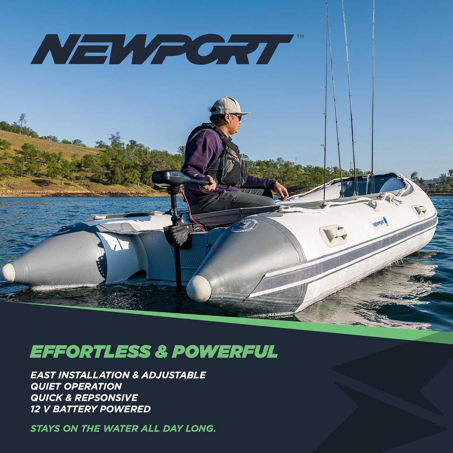 Newport NV-Series Thrust Saltwater Transom Mounted Trolling Electric Trolling Motor w/LED Battery Indicator