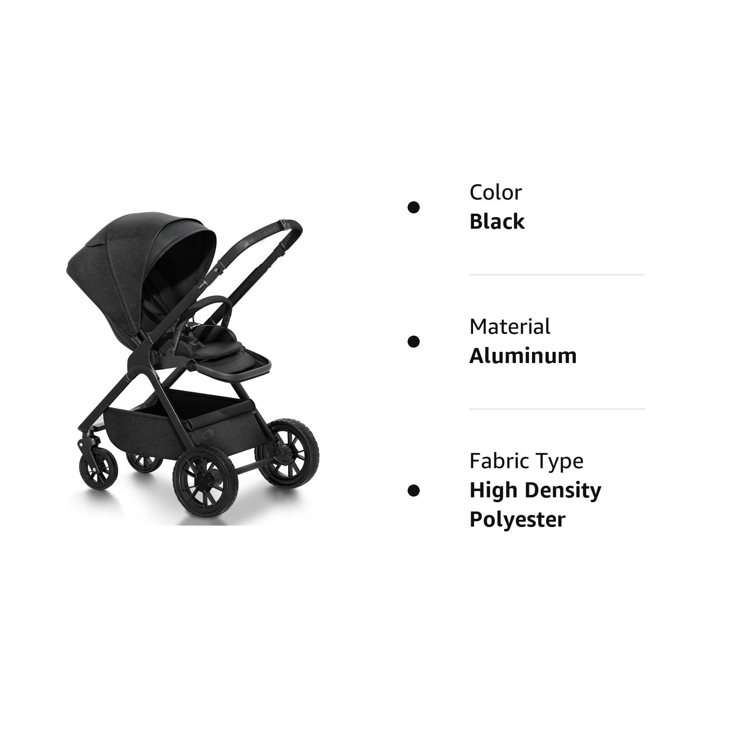 newyoo Baby Stroller, Baby Reversible Stroller, Standard Stroller, Parent or Forward Facing, One-Hand Recline, Compact Fold, Extendable Canopy, Cushion, Mosquito Net, Wrist Strap(Include) Black