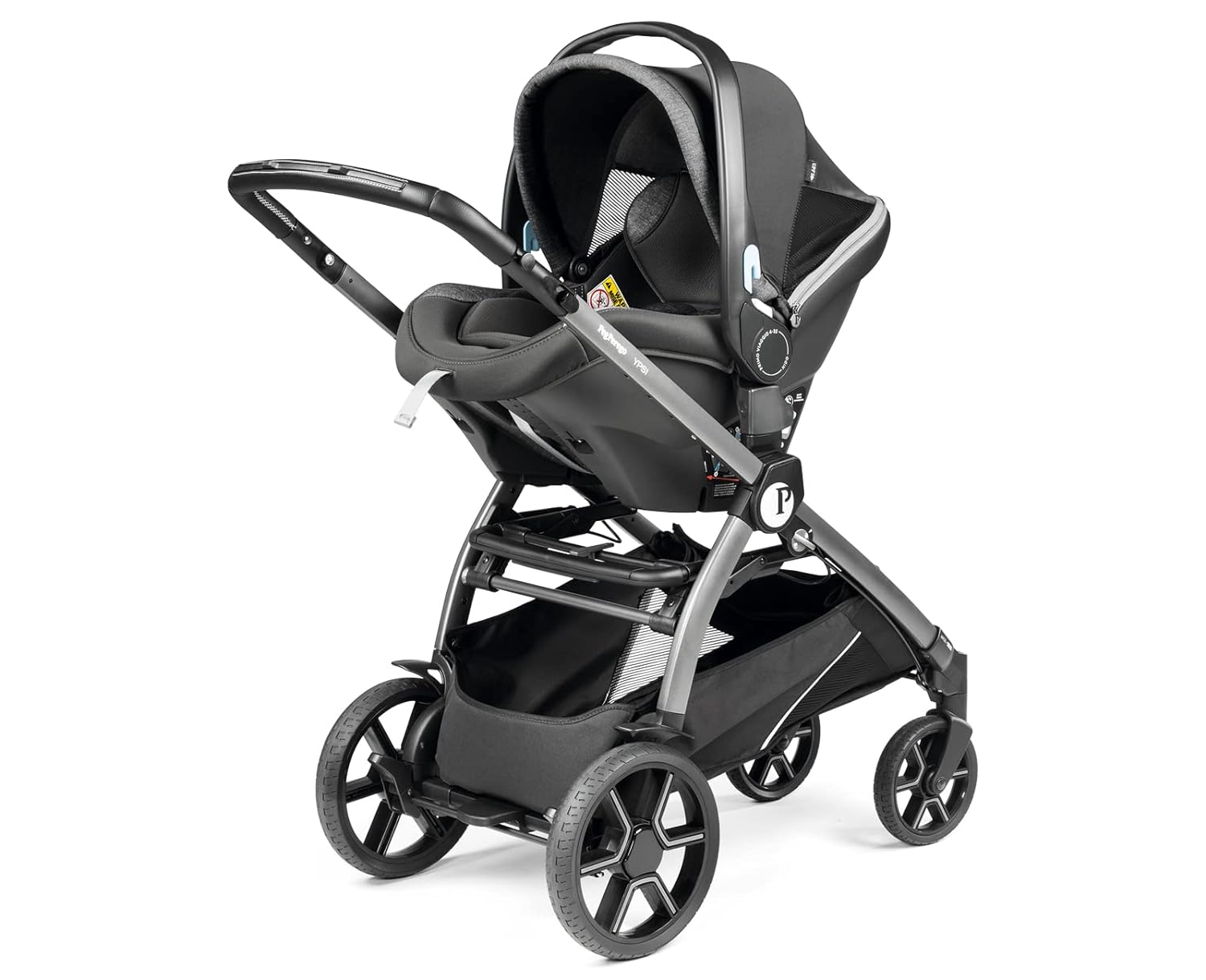 Peg Perego Ypsi Travel System - Includes Ypsi Lightweight Reversible Stroller and Primo Viaggio 4-35 Nido Infant Car Seat - Made in Italy - Onyx (Black)