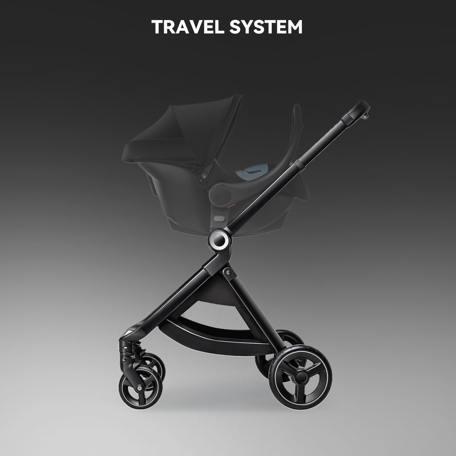 Reversible Baby Stroller, ELITTLE EMU Full-Size Toddler Stroller, Full Recline Cockpit Compact Stroller, 0-36 Months Newborn Infant Stroller, All-Terrain Stroller for City, Outdoor, Travel (Black)