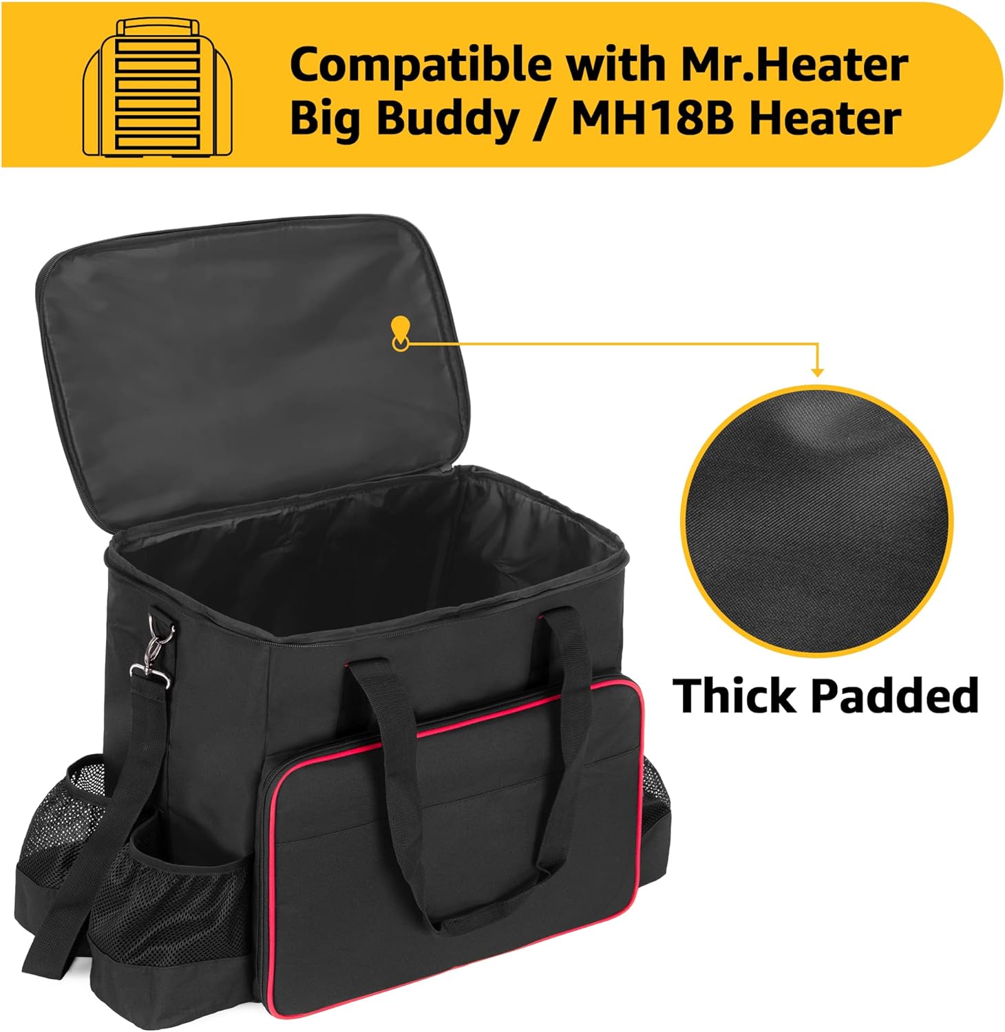 samdew Big Heater Carry Bag Compatible with Mr. Heater Big Buddy Propane Heater, Portable Heater Carrying Case Compatible with Mr. Heater MH18B, with Multiple Pockets, Thick Padded  Anti-slip Bottom