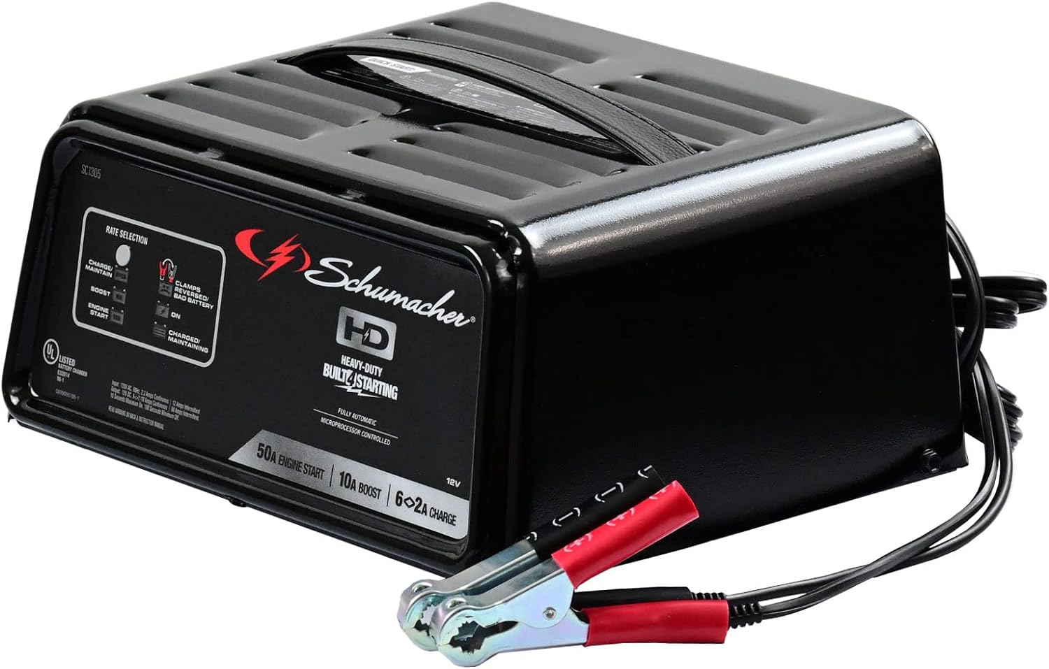 Schumacher SC1305 Battery Charger, Engine Starter, Boost Maintainer, and Auto Desulfator - 50 Amp/10 Amp, 12V - For Cars, Trucks, SUVs, and RVs