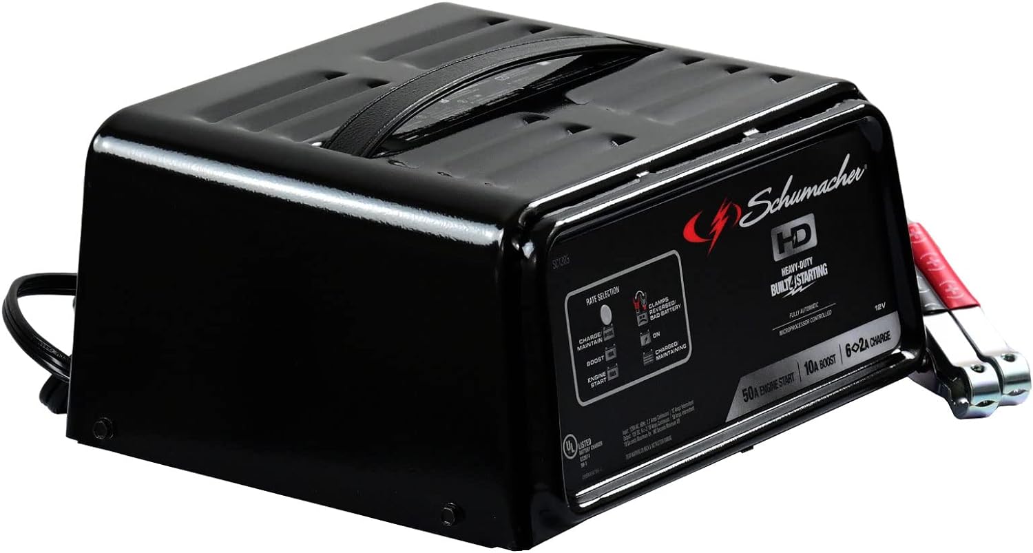 Schumacher SC1305 Battery Charger, Engine Starter, Boost Maintainer, and Auto Desulfator - 50 Amp/10 Amp, 12V - For Cars, Trucks, SUVs, and RVs