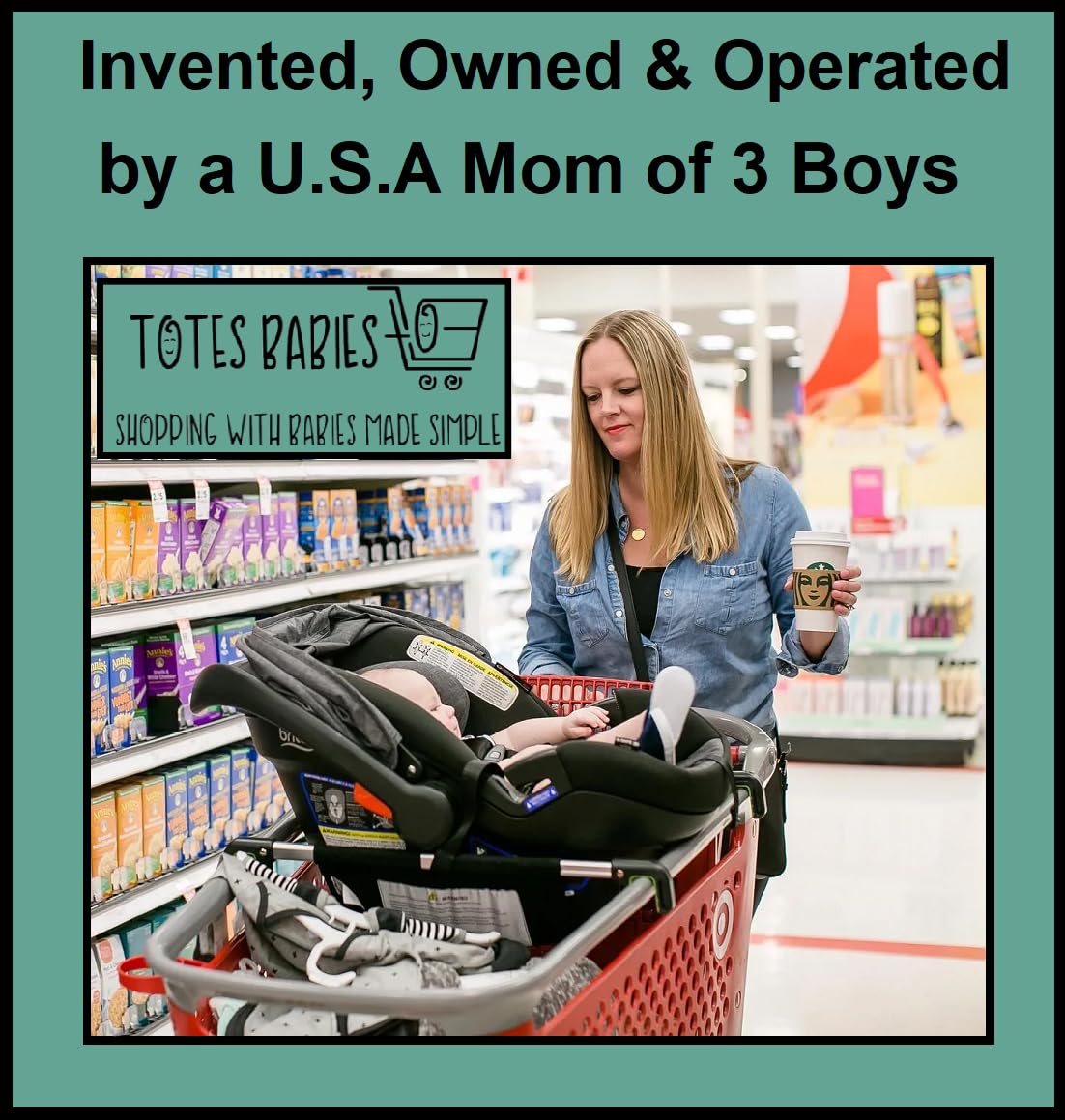 Totes Babies - Car Seat Carrier for Shopping Carts, Allows Babies, Newborns, Infants and Toddlers to Stay Snug or Sleeping in Car Seat While Parents Shop, As Seen on Shark Tank