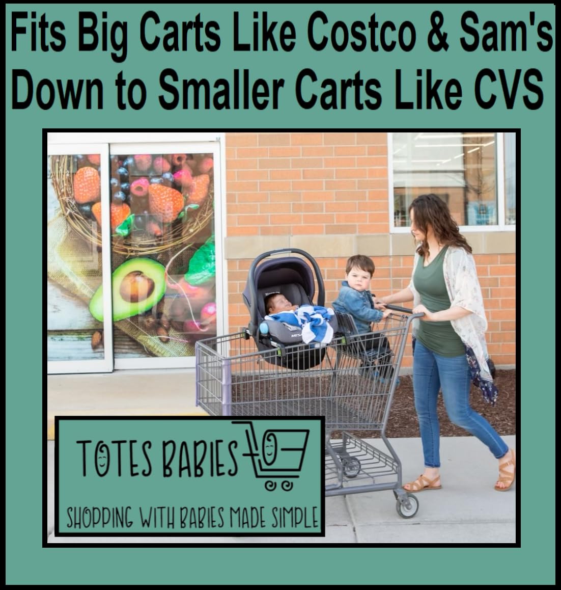 Totes Babies - Car Seat Carrier for Shopping Carts, Allows Babies, Newborns, Infants and Toddlers to Stay Snug or Sleeping in Car Seat While Parents Shop, As Seen on Shark Tank