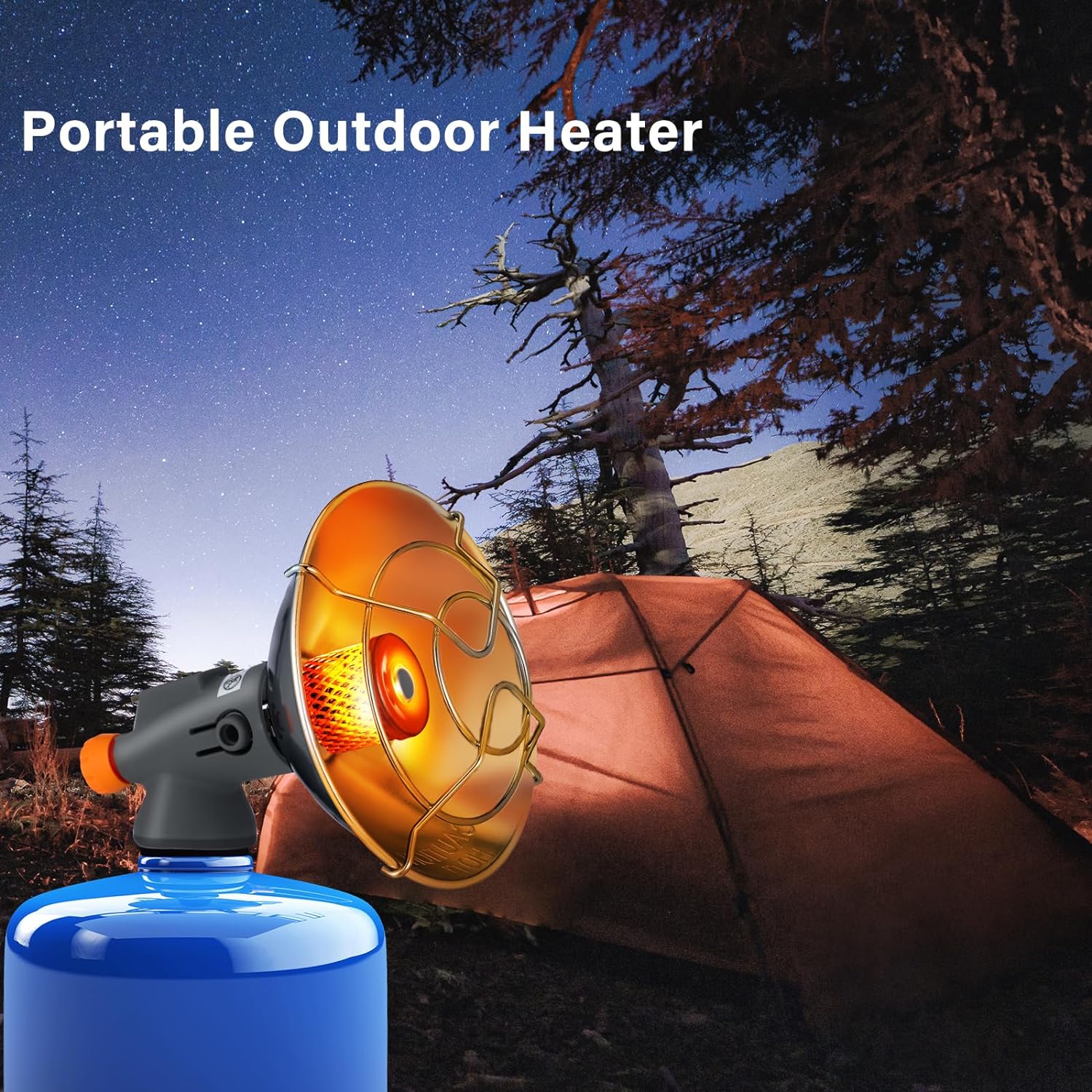 VIHOSE 2 Sets Camping Gas Heater Rapid Heating Energy Heater Portable Tent Heater with Storage Box Conversion Head and Bracket for Outdoor Hiking Fishing Mini Space Heater Stove