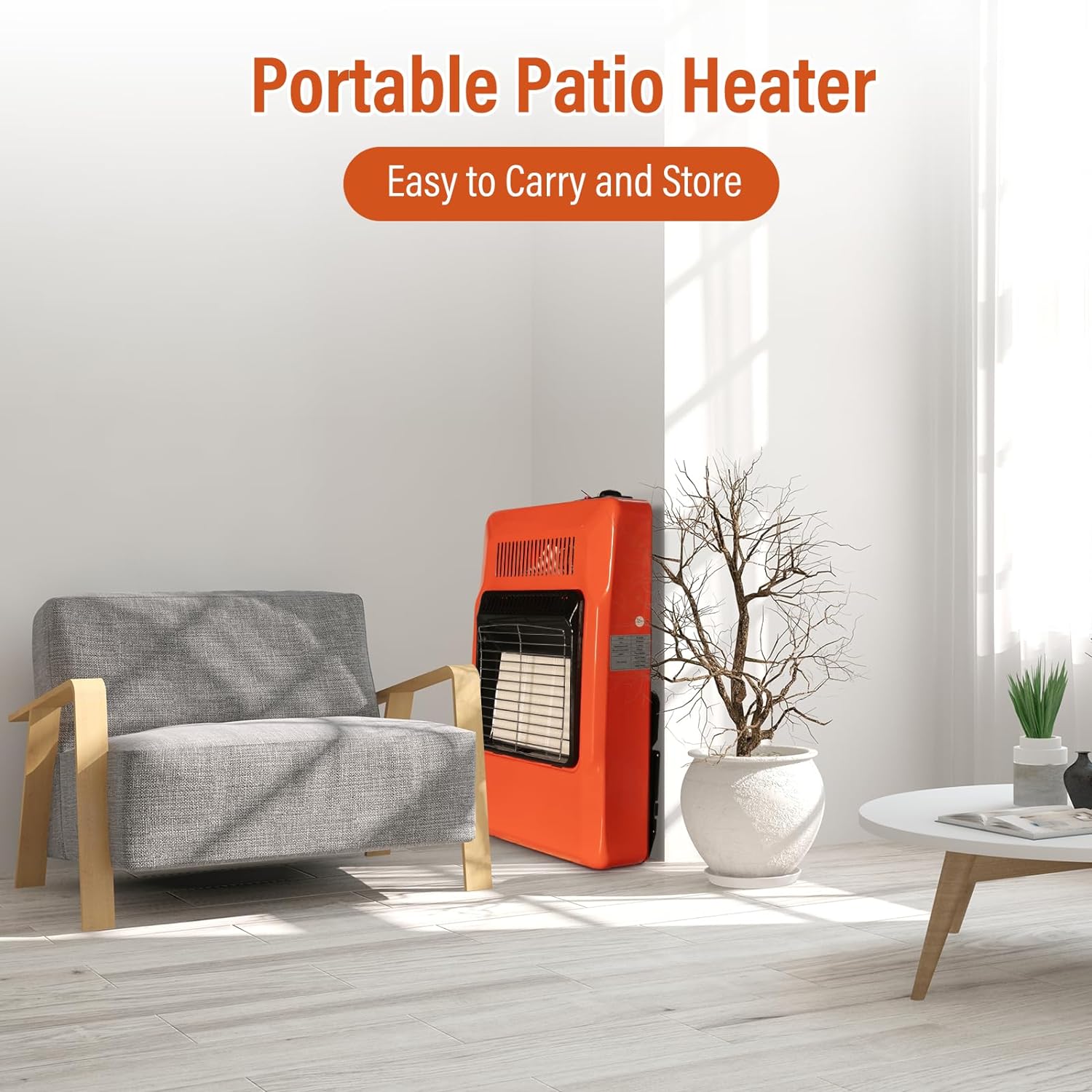 WELLUCK Propane Heater | Portable Patio Heater for Outdoor | LP Cabinet Gas Heater for Camping, Garages, Workshops  Construction Sites |18,000 BTU Warm Area up to 450 sq. ft, 3 Power Settings