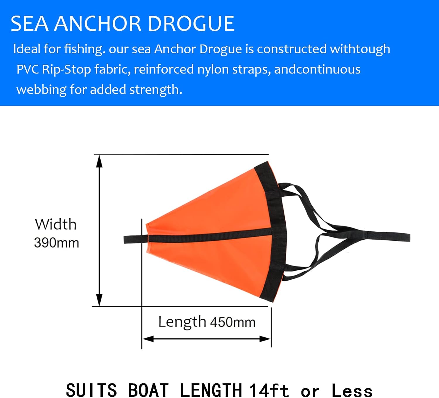 WILLWIN Drift Sock Sea Anchor Drogue, Drift Anchors, Drift Chutes Fishing for Kayaks, Boat, Jet Ski, Inflatable, Pontoon, Small Fishing Boat