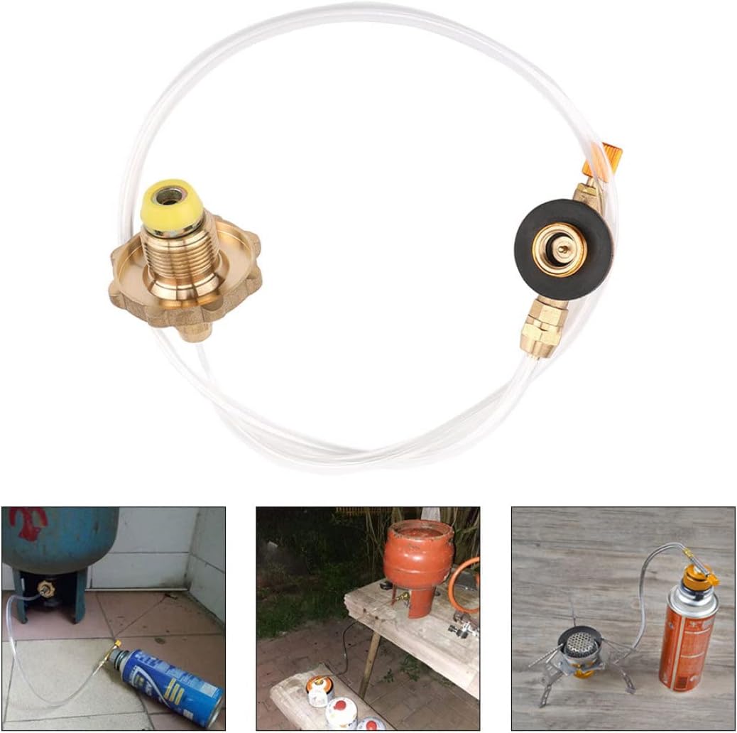 ZHOUBINGBING Camping Stove Adapter Hose Flat Tank Head Converter Connector Portable Propane Refill Kit for Outdoor Metal Connecting Pipe