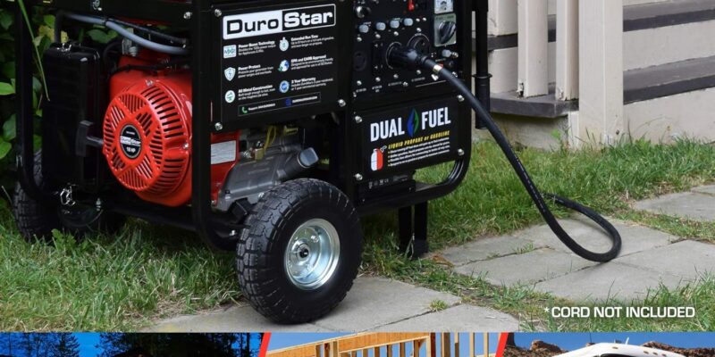 DuroStar DS4850EH Dual Fuel Portable Generator-4850 Watt Gas or Propane Powered Electric Start-Camping & RV Ready, 50 State Approved, Red/Black review